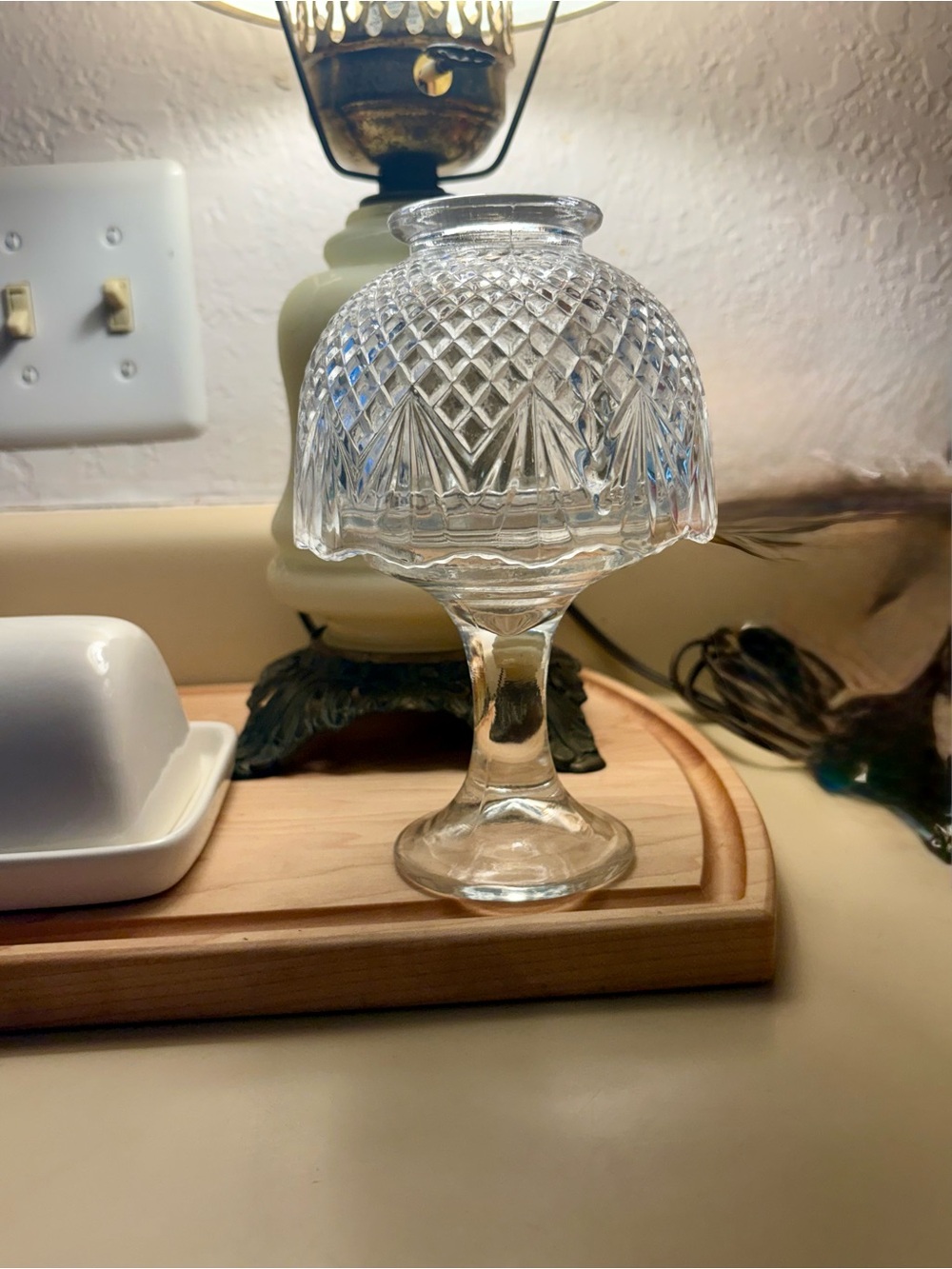 PartyLite Clear Diamond-Cut Glass Fairy Lamp